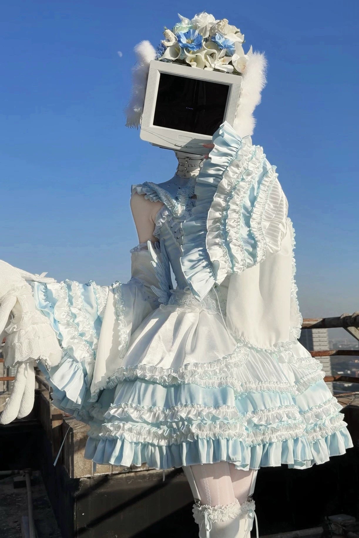 水色天使系列上衣+裙子+衬衫领+袖子+帽子+夹子