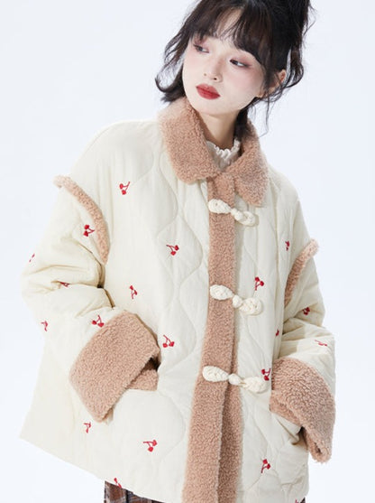 Cherry Retro Boa Cotton Jacket