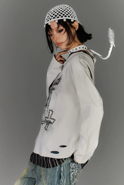 サブカルチャーワンショルダールーズトップス