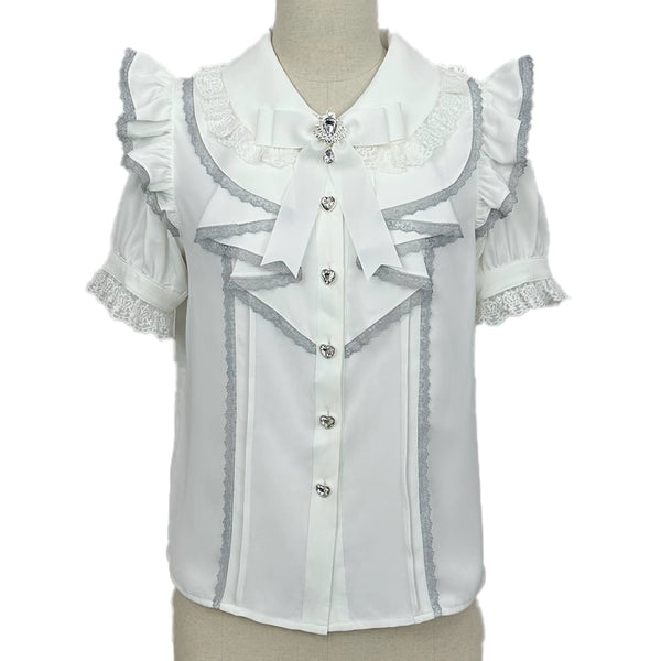 Lace Stitching Flying Sleeve Shirt