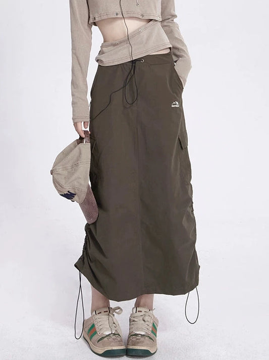 Drawstring Irregular Sport Style Half Length Skirt