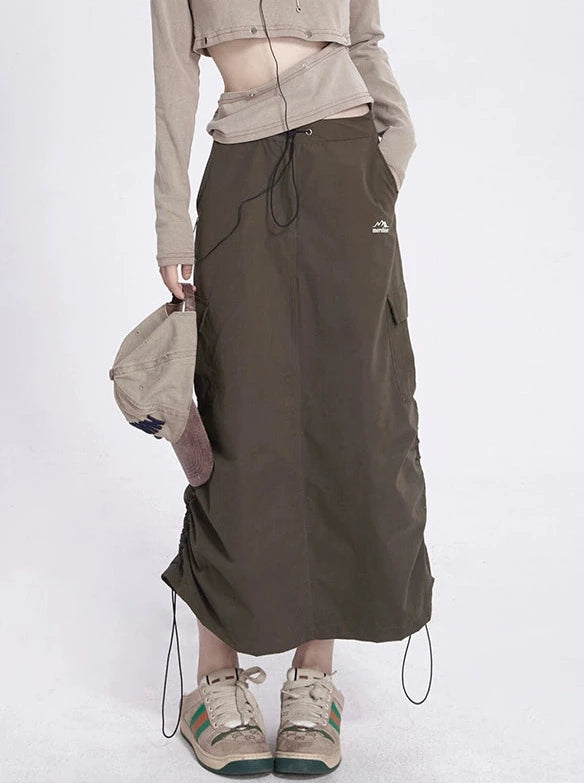 Drawstring Irregular Sport Style Half Length Skirt