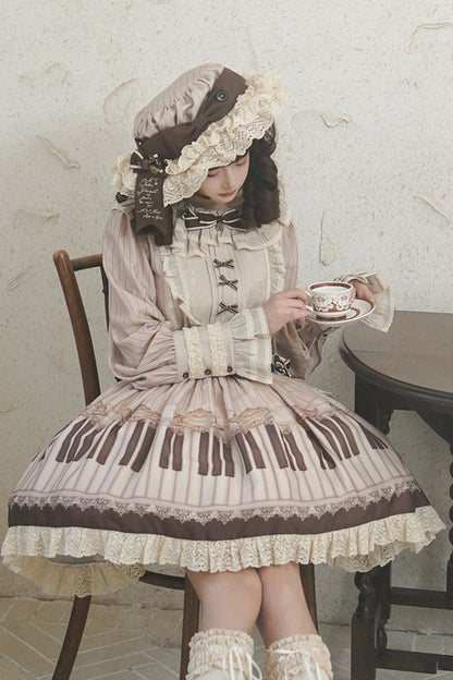 Elegant Classical Piano Print Lolita Dress + Setup + Accessories