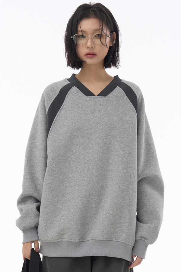 Patchwork V-Neck Sweater