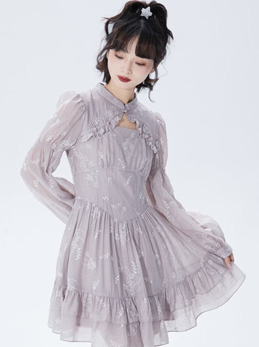 Waist Ruffle Ballet Style Chinese Dress