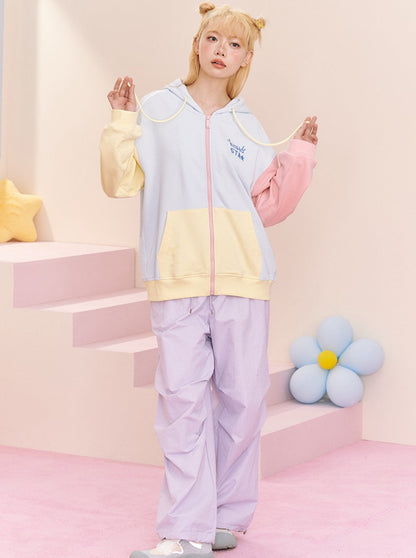 Pastel colorful food zip hoodie