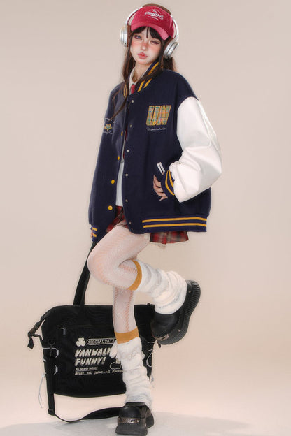 Over -size baseball club jacket