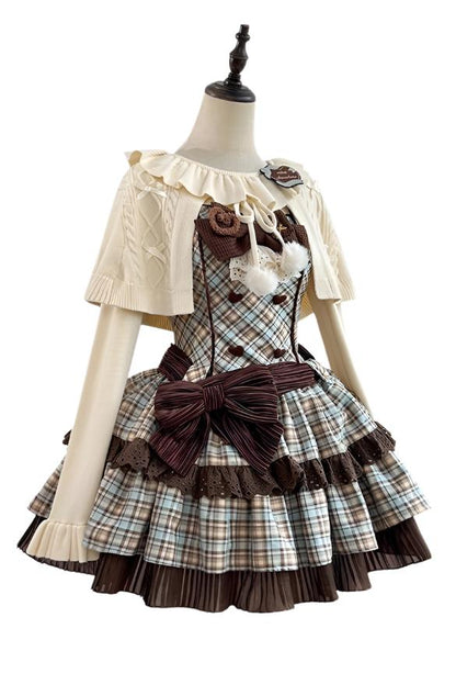 [September 16 Reservation Deadline] Afternoon Tea Sweet Chocolate Check Dress Suit