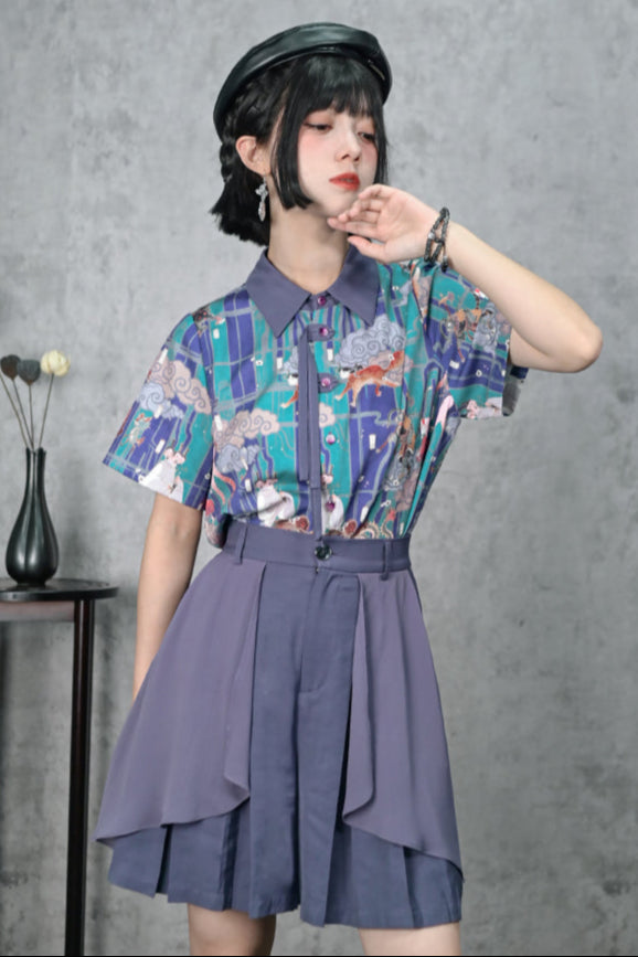 タッセルシャツ+キュロット