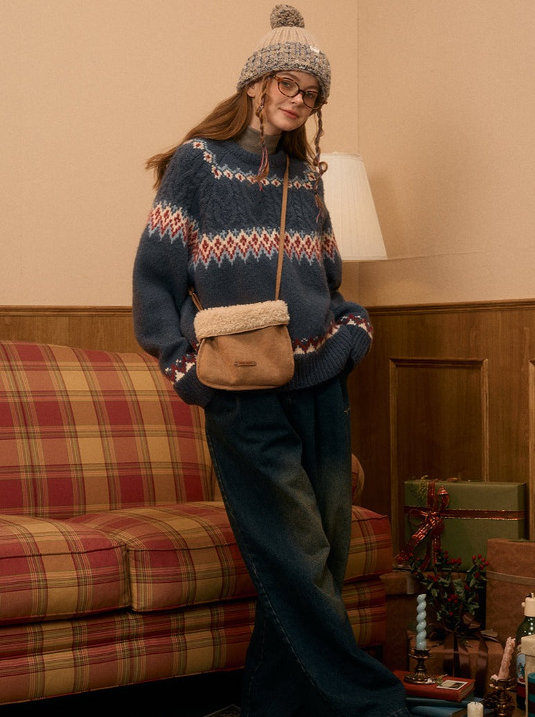 Retro Christmas Fair Isle Pullover Sweater