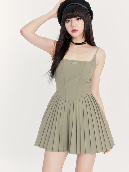 Classic Mode Summer Pleated Camisole Dress
