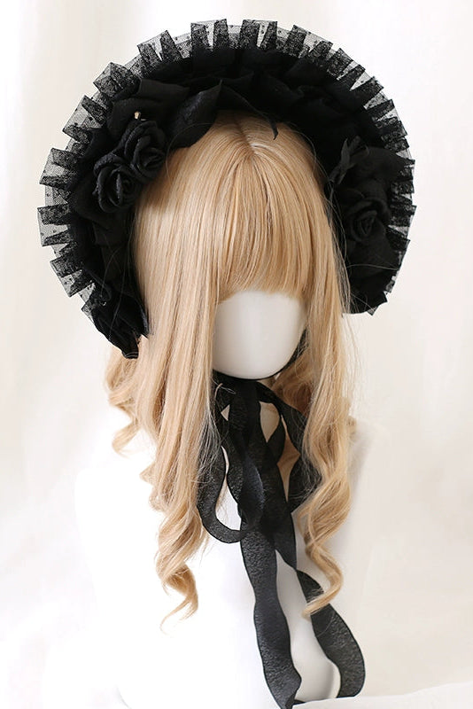 Rose Frill Lolita Bonnet