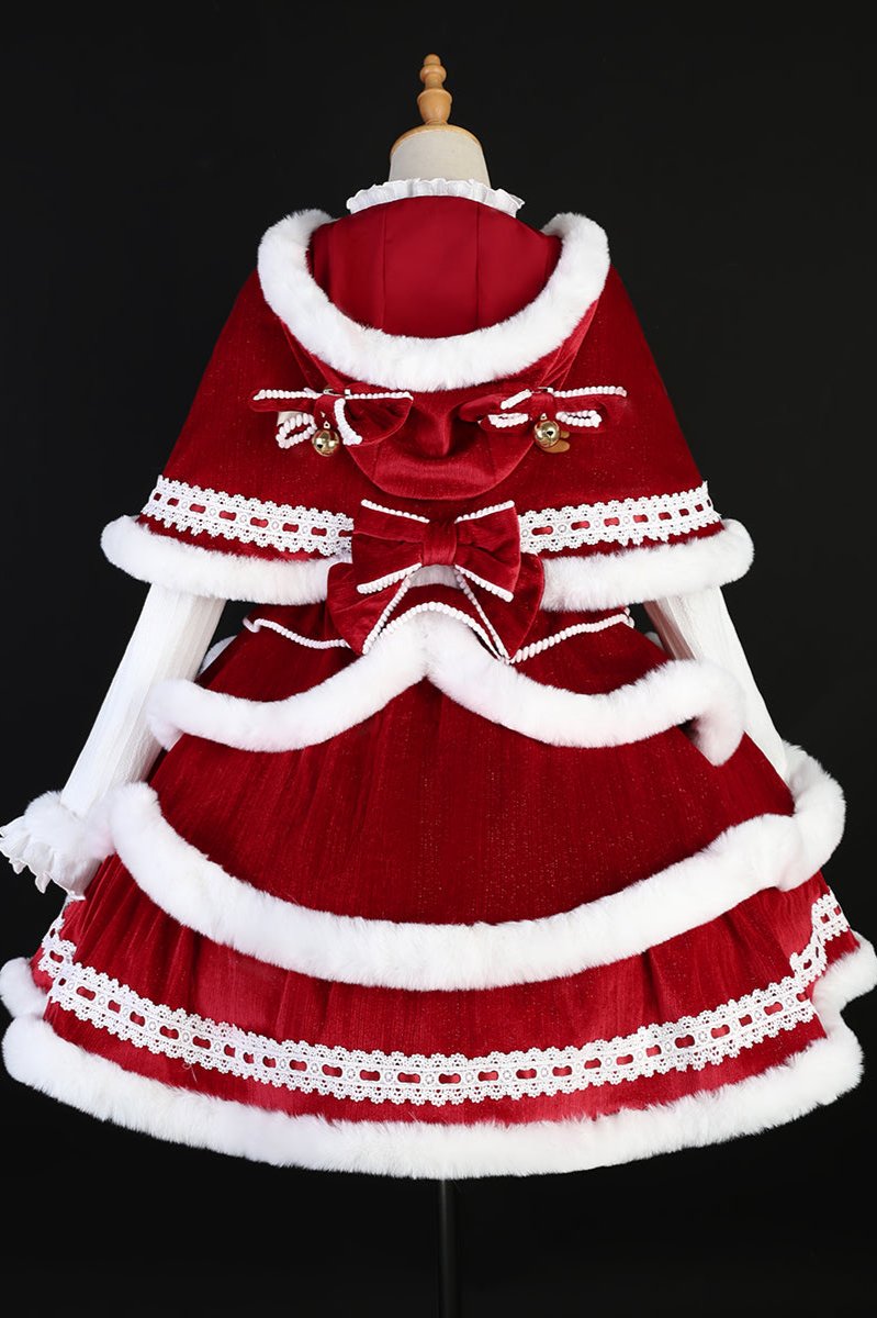 [Reservation product] Christmas Symphony Red Farie Cape Court + Dress + Inner