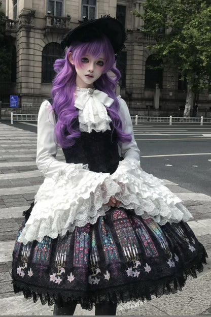 【9月28日予約締切】Gothic Lolita Stained Glass Lace Ruffle Corset JSK Dress