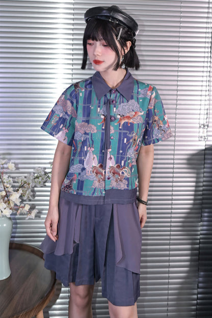 タッセルシャツ+キュロット