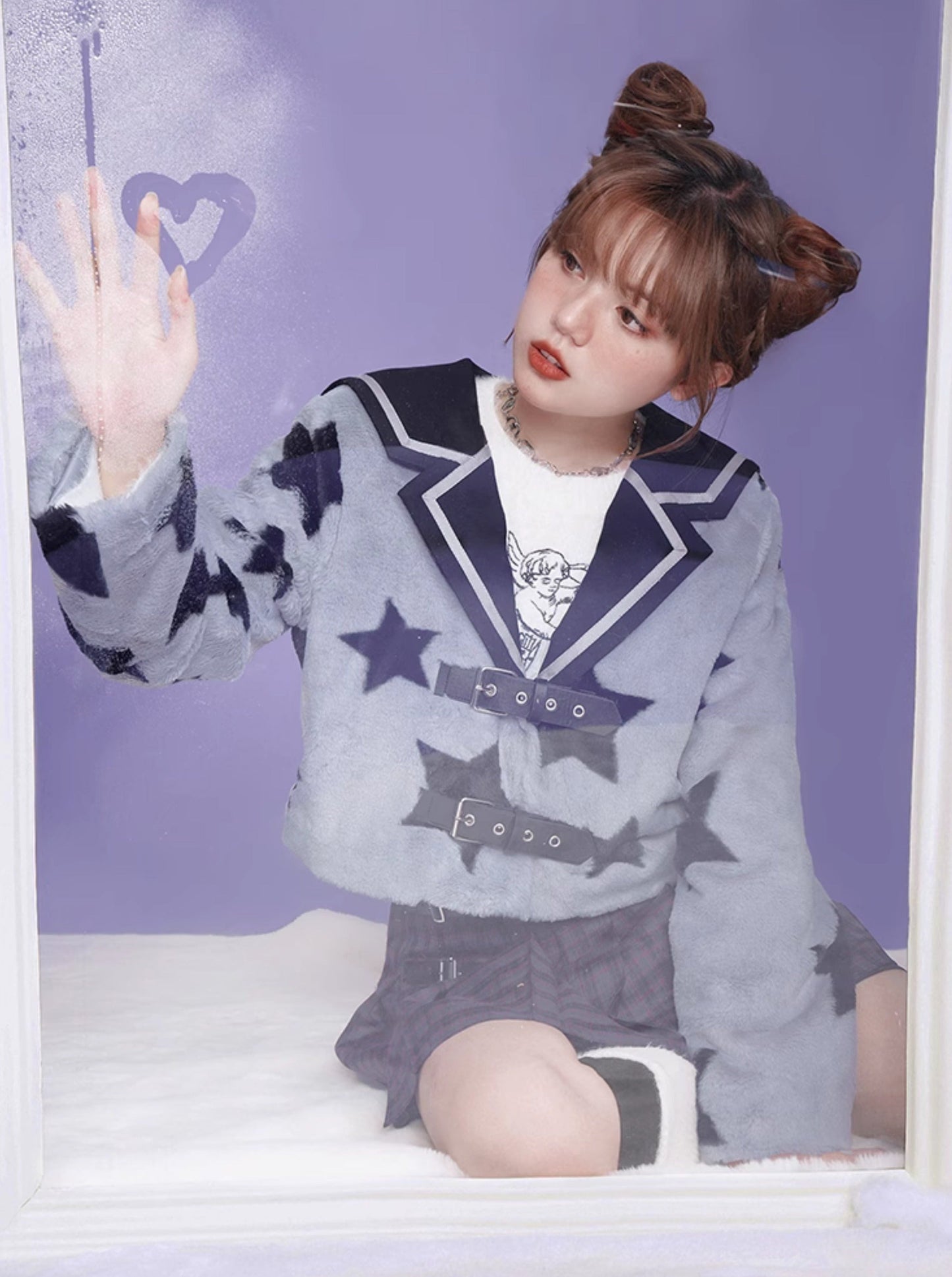 Star Fur Sailor Short Coat