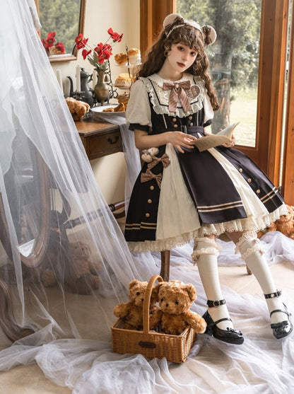 Schokolade mädchenhaftes Retro Lolita Kleid