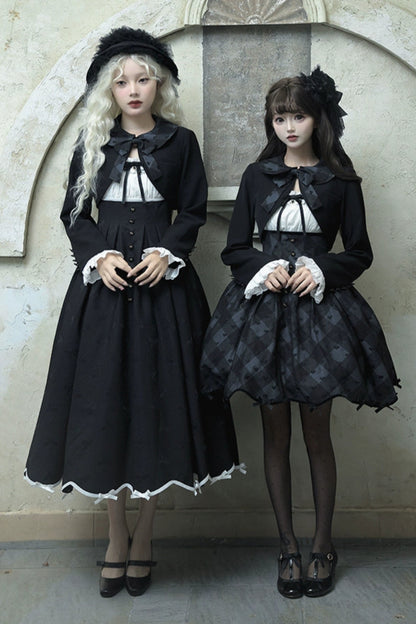 Silent Manner Dark Lolita Princess Jumperskirt + Ribbon Collar Ruffle Jacket