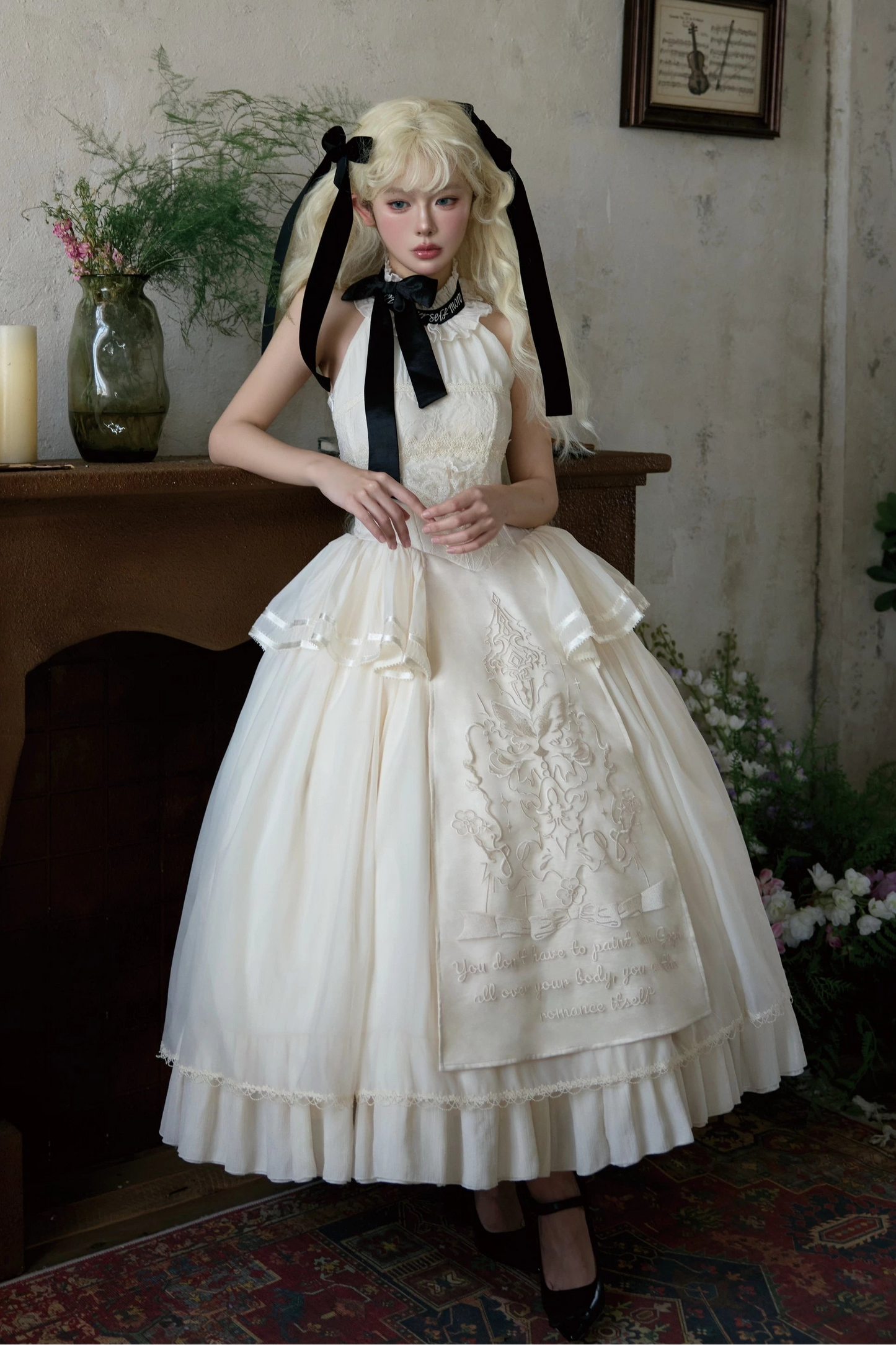 [Pre-order Deadline: May 29] Romantic Embroidered Ribbon Lolita Corset Tulle Dress