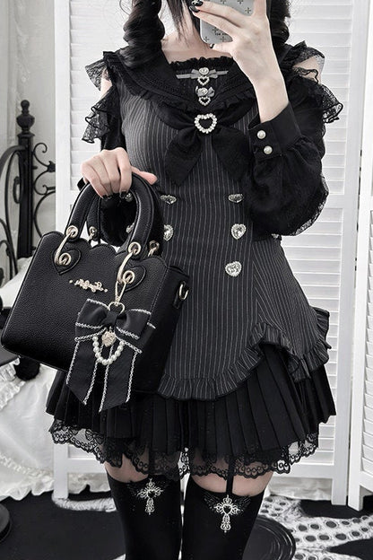 [Pre-order Deadline: October 18] Petal Edge Pearl Chain Bow Square Handbag Crossbody Bag