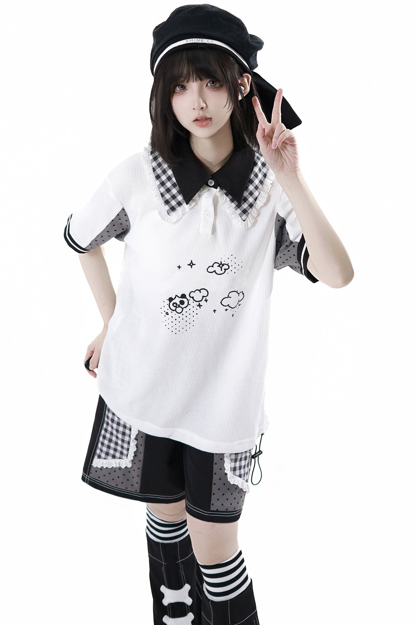 サブカルカップルトップス＋フードトップス＋スカート＋ハーフパンツ＋レッグウォーマー