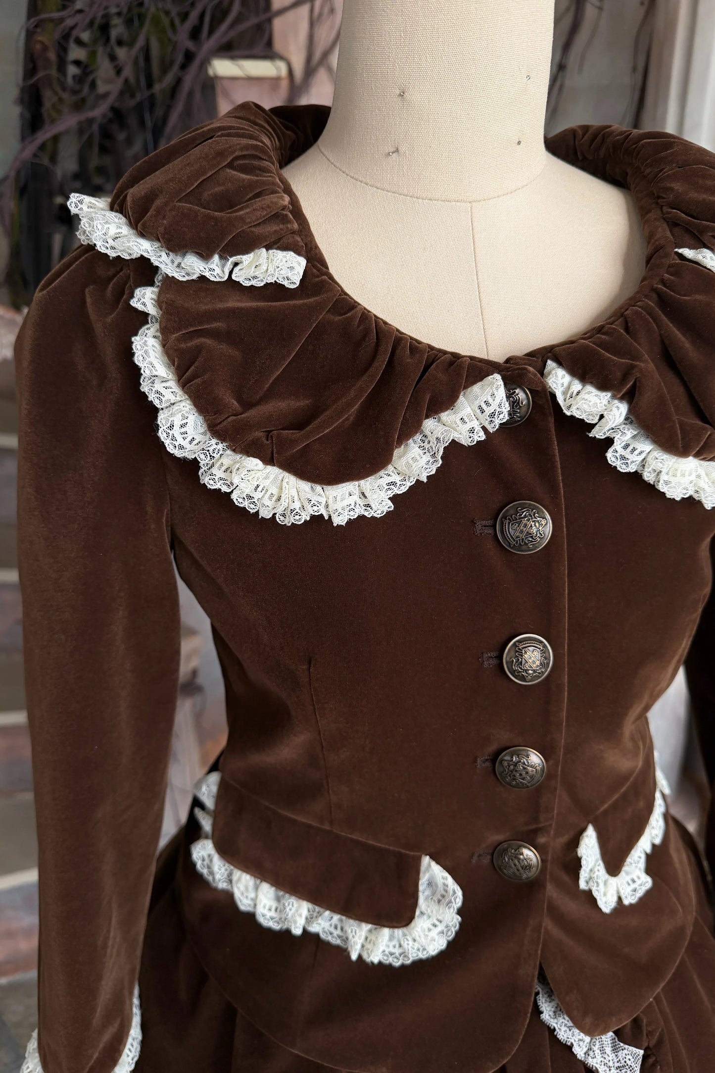 빈티지 벨벳 레이스 블레이저