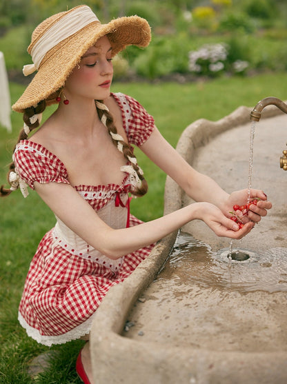 Retro Girly Gingham Check Dress