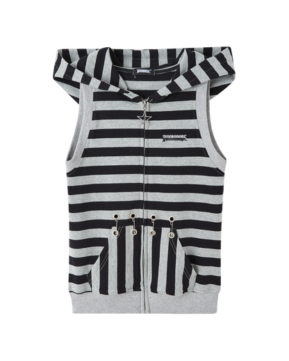 レトロストライプドラビットイヤートップス