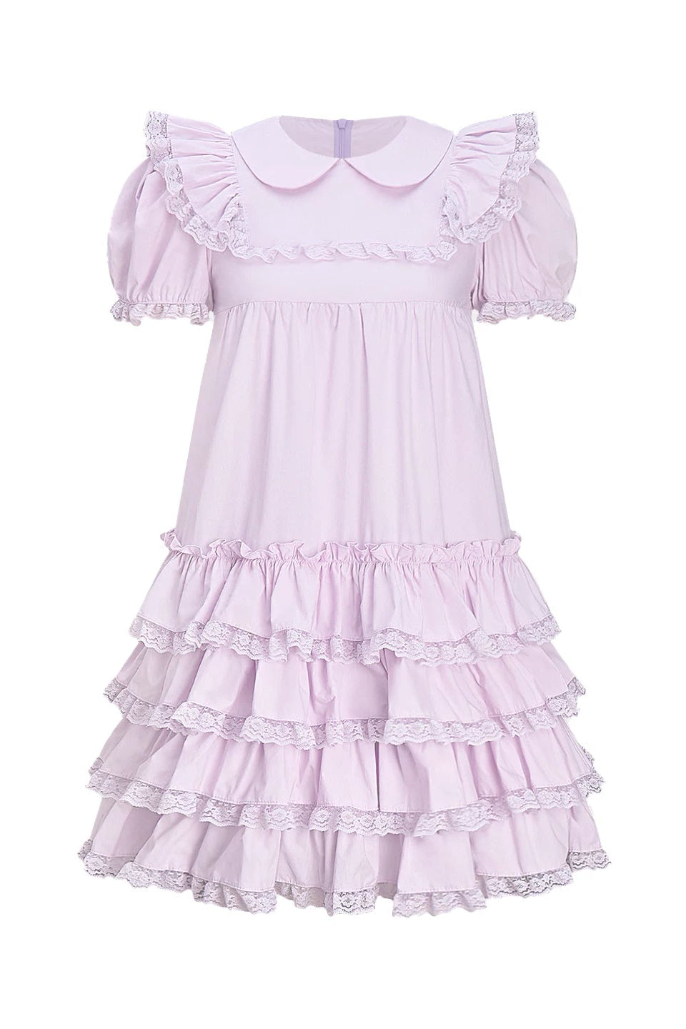 浅紫色蕾丝蛋糕连衣裙