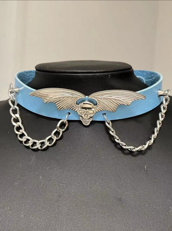 Skull Devil Wing Choker Necklace