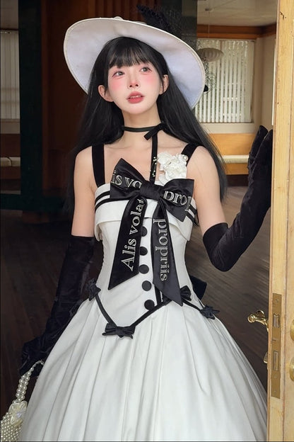 【Reservierungsschluss 29. Juli】Klassisches Schleifen-Elegant-Lolita-Stickerei-JKS-Kleid-Set (mit Korsage) + Zubehörset