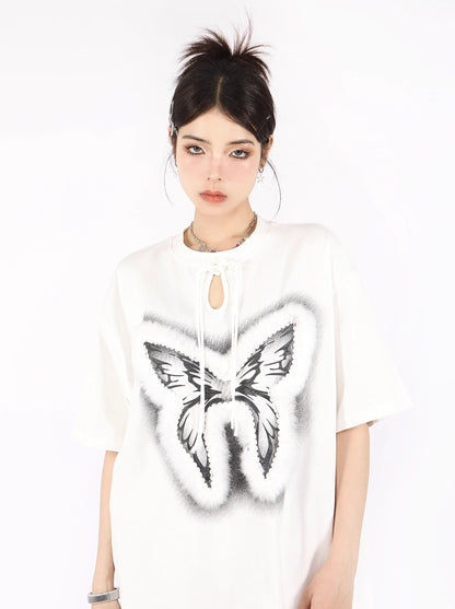 American Retro Cool Butterfly Over Size T -shirt