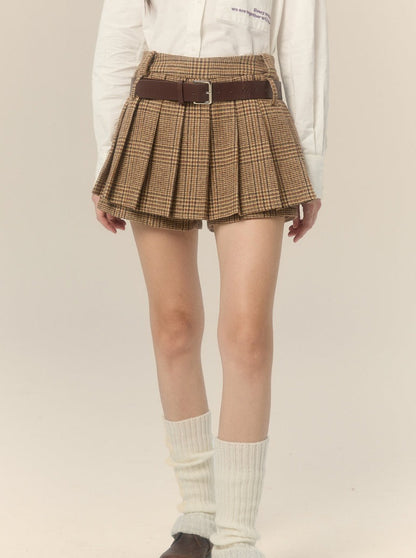 College Style Checked A-line Pleated Skirt (jupe plissée à carreaux)