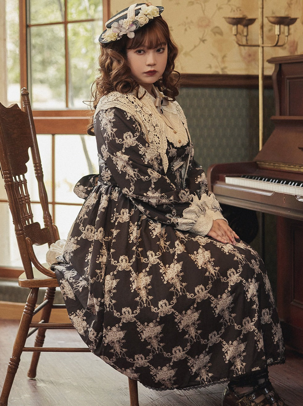 Antique Flower Wall Lolita Elegant Retro Cake Pendant Dress [Reserved Product]