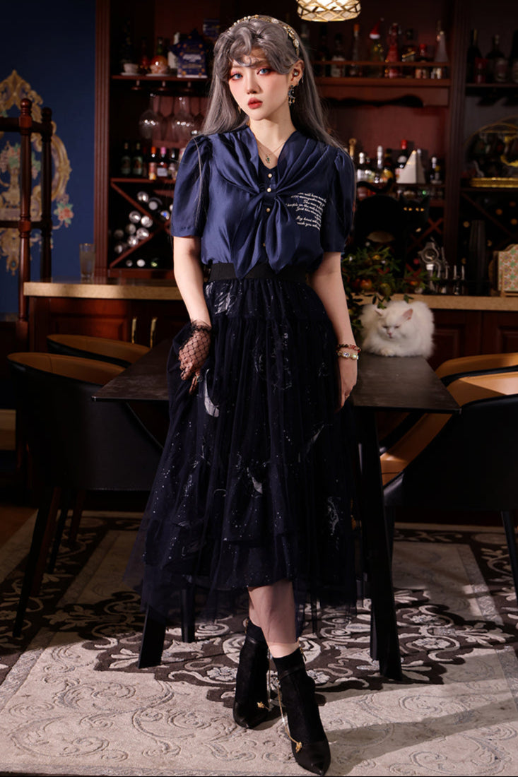 ダークムーントップス+ショートスカート+ロングスカート