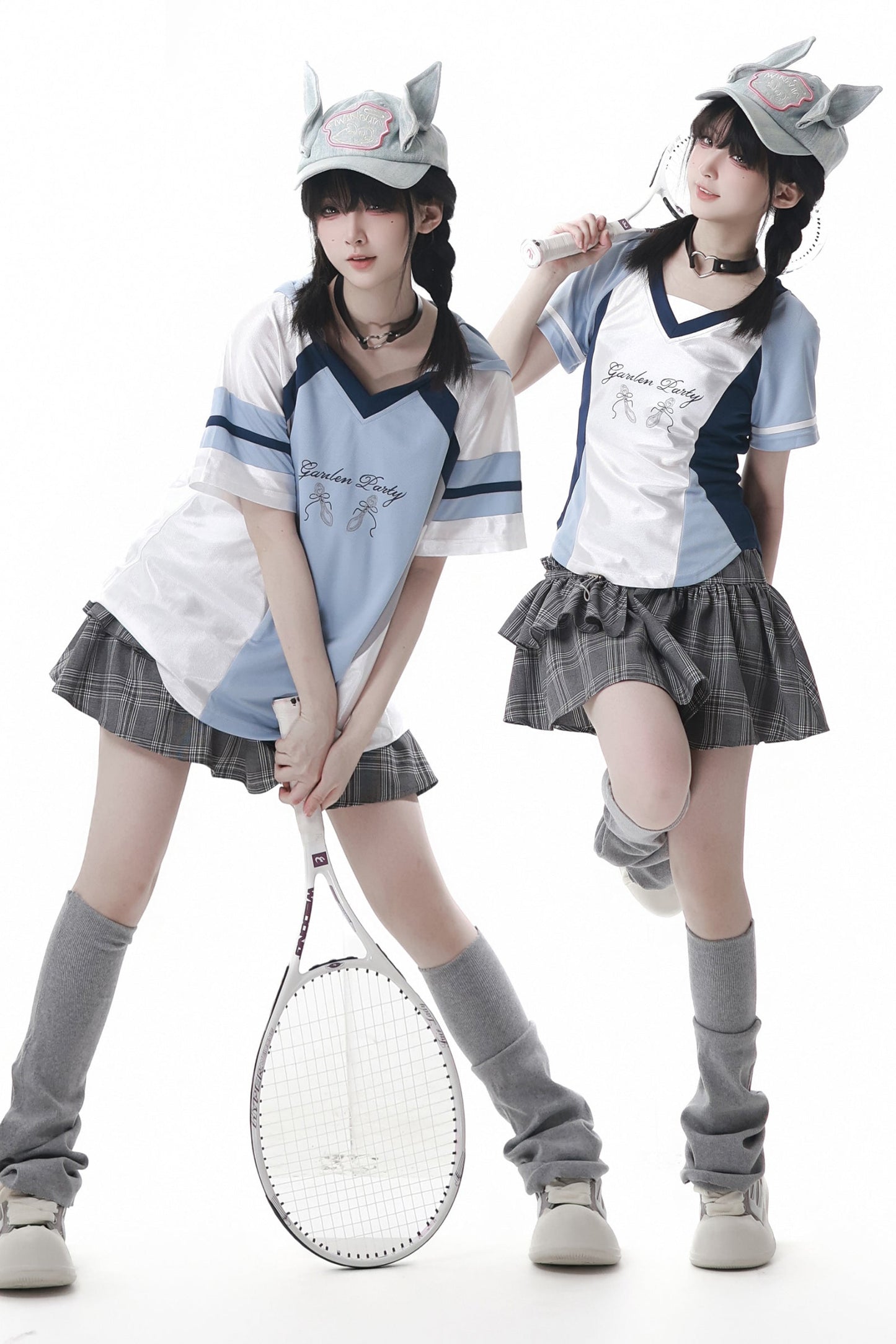 Blue Jersey Design Top + Ruffle Skirt + Hooded Top