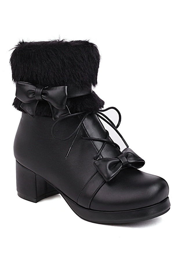 Ribbon Fur Lolita Boot