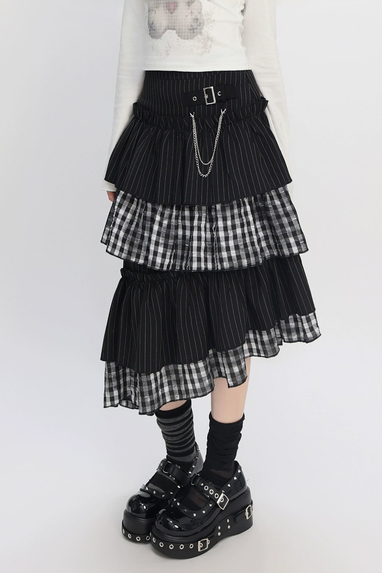 ティアードアシメチェックスカート