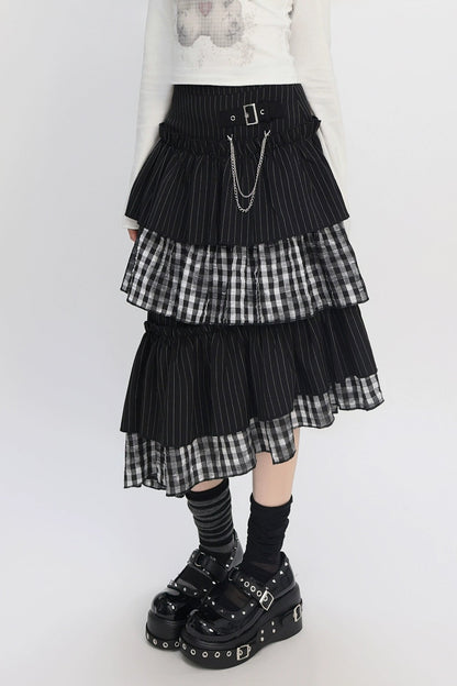 ティアードアシメチェックスカート