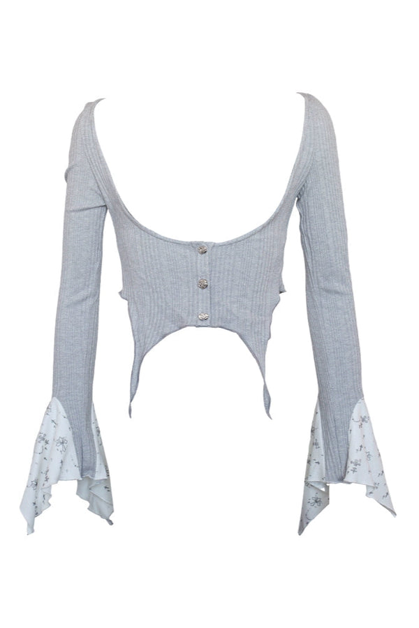 ドリームブロークンギャラクシークロスチューブトップ+グレーニットカーディガン+グレースケーキスカート