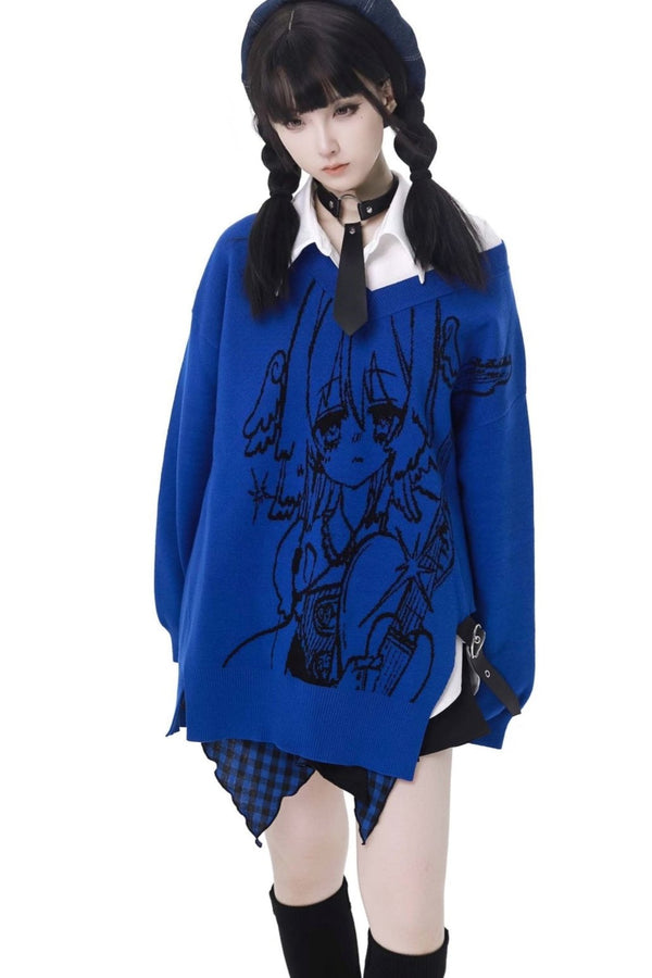 ネックニットY2Kスカートセット