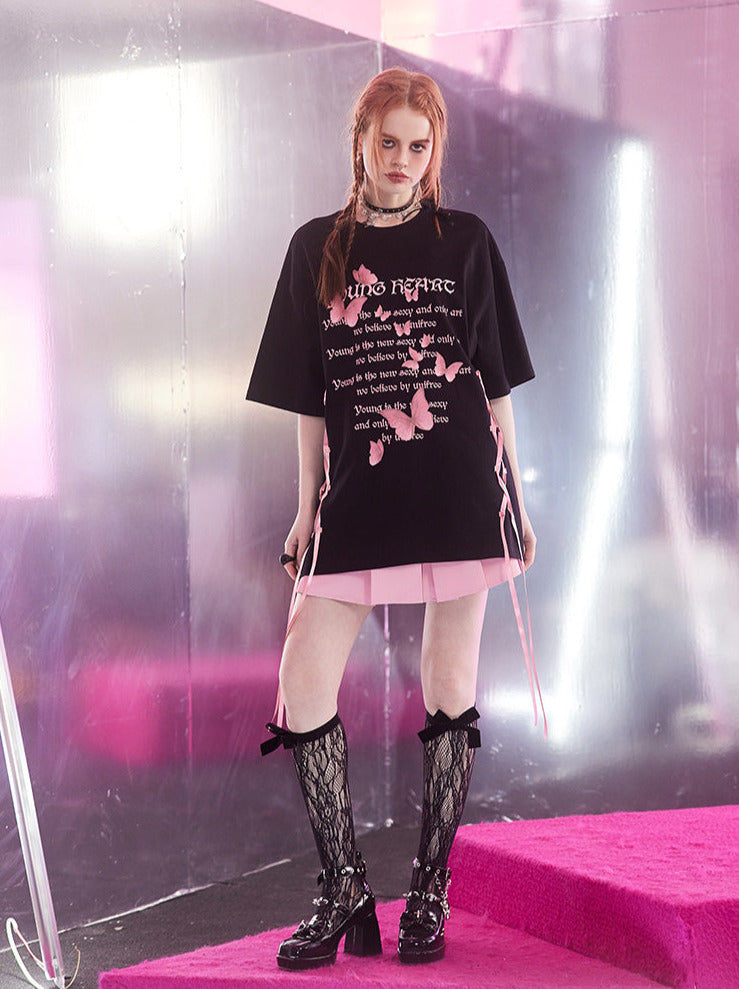 BLACKPINK LACEUP BUTTERFLY LOOSE T-SHIRT 