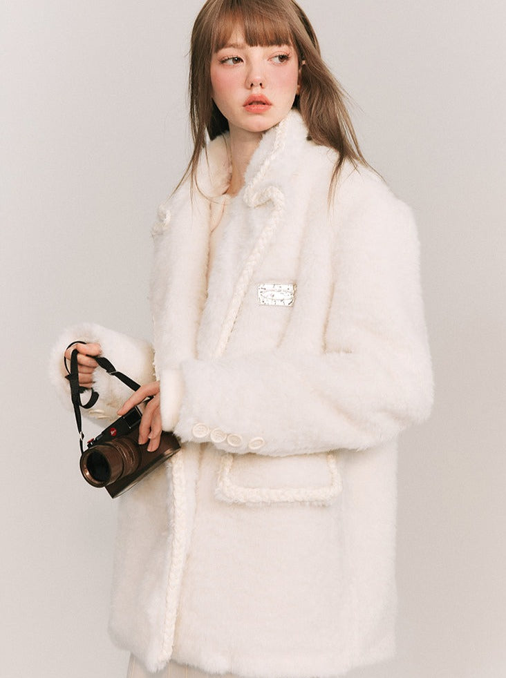 Snow Macaron Wool Fur Jacket