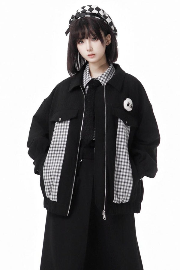 ストライプフリースジャケットポケットトラウザーセット