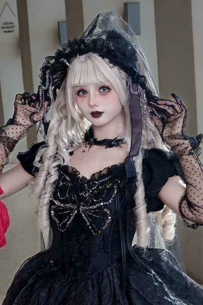 [Pre-order Deadline: October 28] Butterfly Gothic Lolita Series Accessories (Choker Necklace + Hair Clip)