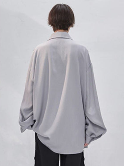 Loose Draped Tencel Long Sleeve Shirt