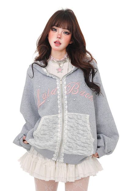 Slachy Gray Food Dead Zip Sweat Parker