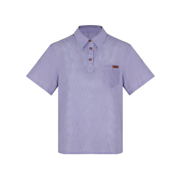 カレッジポロカラーシャツ＋ストライプシャツ＋プリーツショートスカート＋ベーシックロングスカート