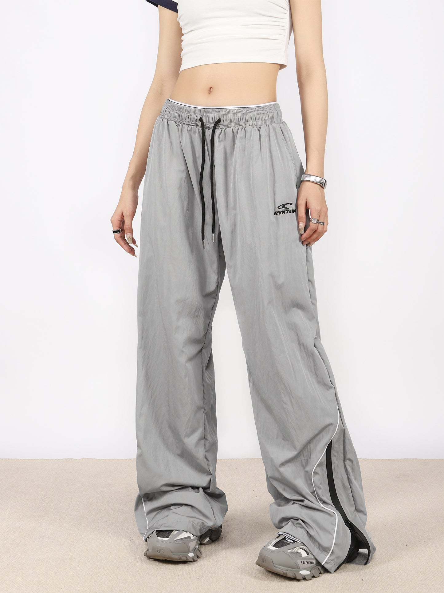 Zip -slit Casual Design Wide Leg Pants