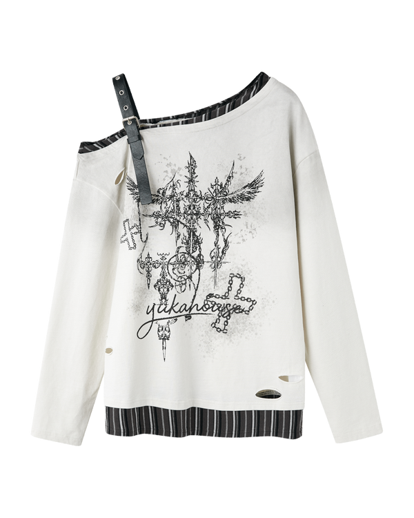 サブカルチャーワンショルダールーズトップス